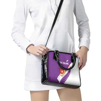 New Zealand Cricket Shoulder Handbag Kiwi Birds Haka Dance Purple Fern Sporty Style