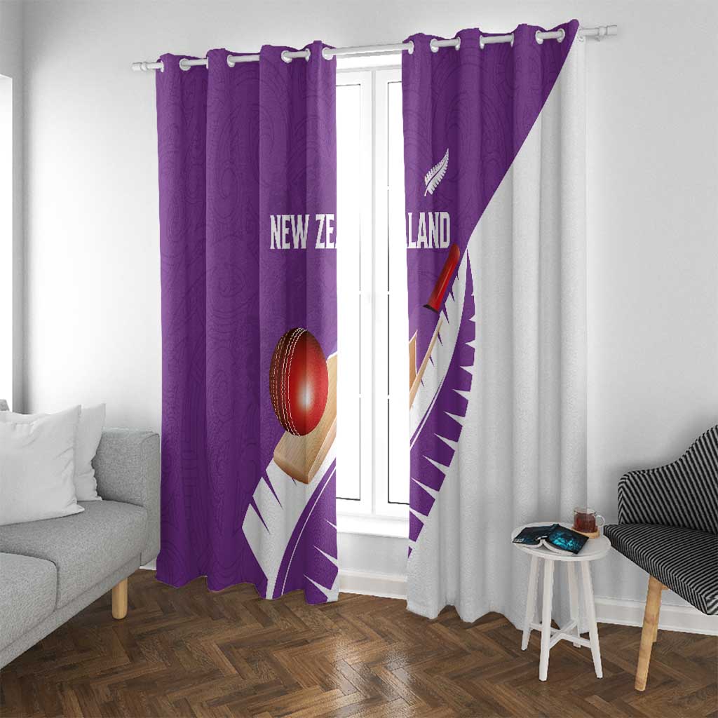 New Zealand Cricket Window Curtain Kiwi Birds Haka Dance Purple Fern Sporty Style