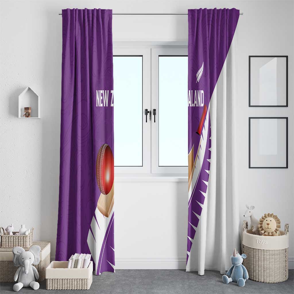 New Zealand Cricket Window Curtain Kiwi Birds Haka Dance Purple Fern Sporty Style