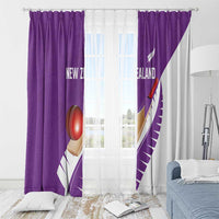New Zealand Cricket Window Curtain Kiwi Birds Haka Dance Purple Fern Sporty Style