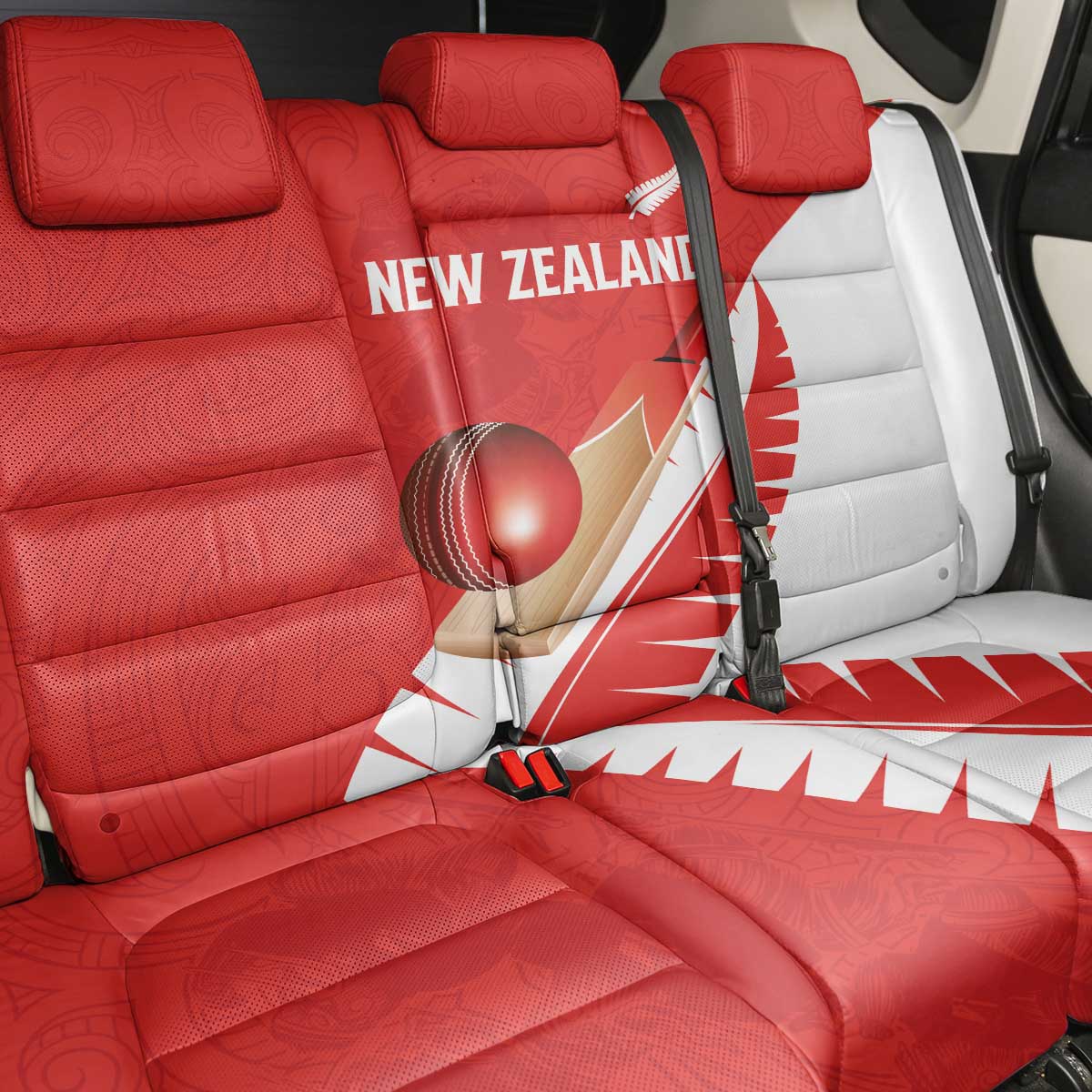 New Zealand Cricket Back Car Seat Cover Kiwi Birds Haka Dance Red Fern Sporty Style LT03 - Polynesian Pride