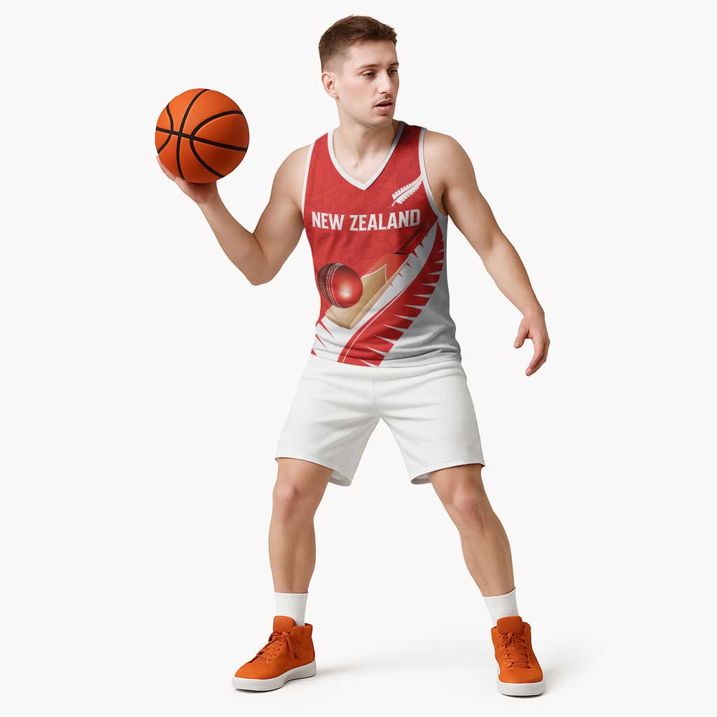 Custom New Zealand Cricket Basketball Jersey Kiwi Birds Haka Dance Red Fern Sporty Style