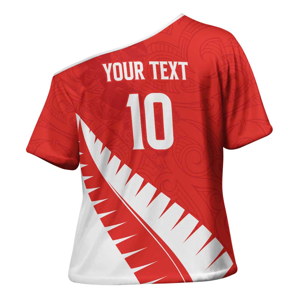 Custom New Zealand Cricket Cross Shoulder Shirt Kiwi Birds Haka Dance Red Fern Sporty Style