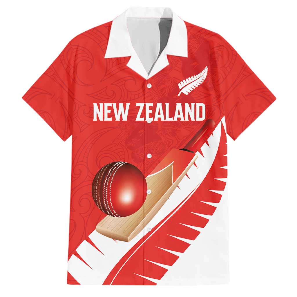 Custom New Zealand Cricket Family Matching Off Shoulder Maxi Dress and Hawaiian Shirt Kiwi Birds Haka Dance Red Fern Sporty Style LT03 Dad's Shirt - Short Sleeve Red - Polynesian Pride