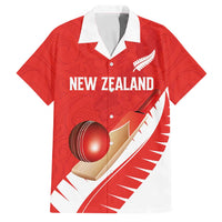 Custom New Zealand Cricket Family Matching Off Shoulder Maxi Dress and Hawaiian Shirt Kiwi Birds Haka Dance Red Fern Sporty Style LT03 Dad's Shirt - Short Sleeve Red - Polynesian Pride