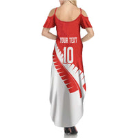 Custom New Zealand Cricket Family Matching Summer Maxi Dress and Hawaiian Shirt Kiwi Birds Haka Dance Red Fern Sporty Style