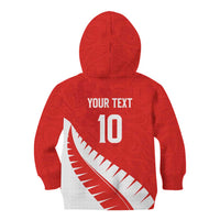 Custom New Zealand Cricket Kid Hoodie Kiwi Birds Haka Dance Red Fern Sporty Style