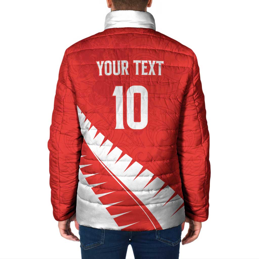 Custom New Zealand Cricket Padded Jacket Kiwi Birds Haka Dance Red Fern Sporty Style