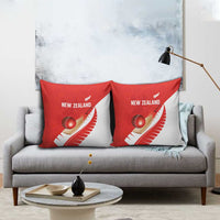 New Zealand Cricket Pillow Cover Kiwi Birds Haka Dance Red Fern Sporty Style