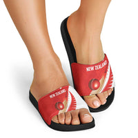 New Zealand Cricket Slide Sandals Kiwi Birds Haka Dance Red Fern Sporty Style