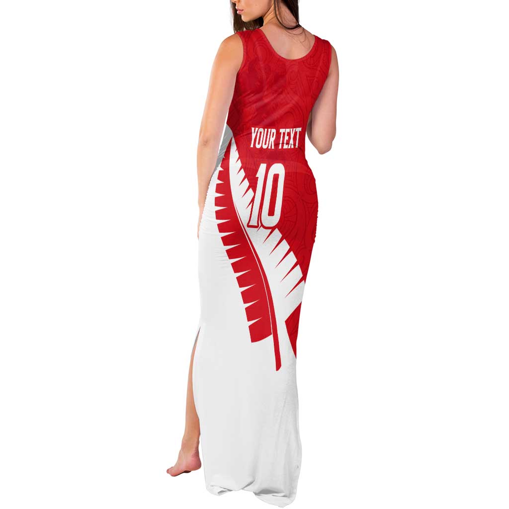 Custom New Zealand Cricket Tank Maxi Dress Kiwi Birds Haka Dance Red Fern Sporty Style