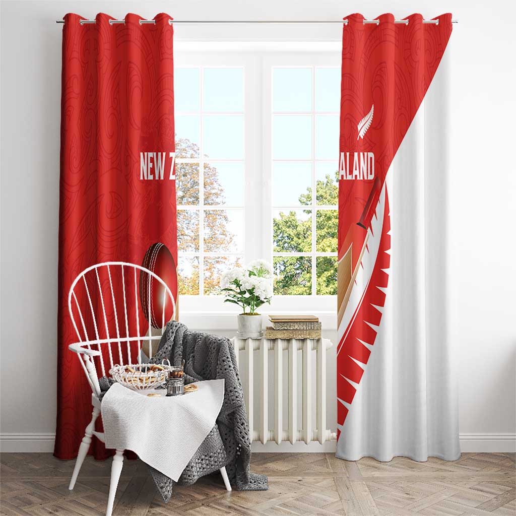 New Zealand Cricket Window Curtain Kiwi Birds Haka Dance Red Fern Sporty Style