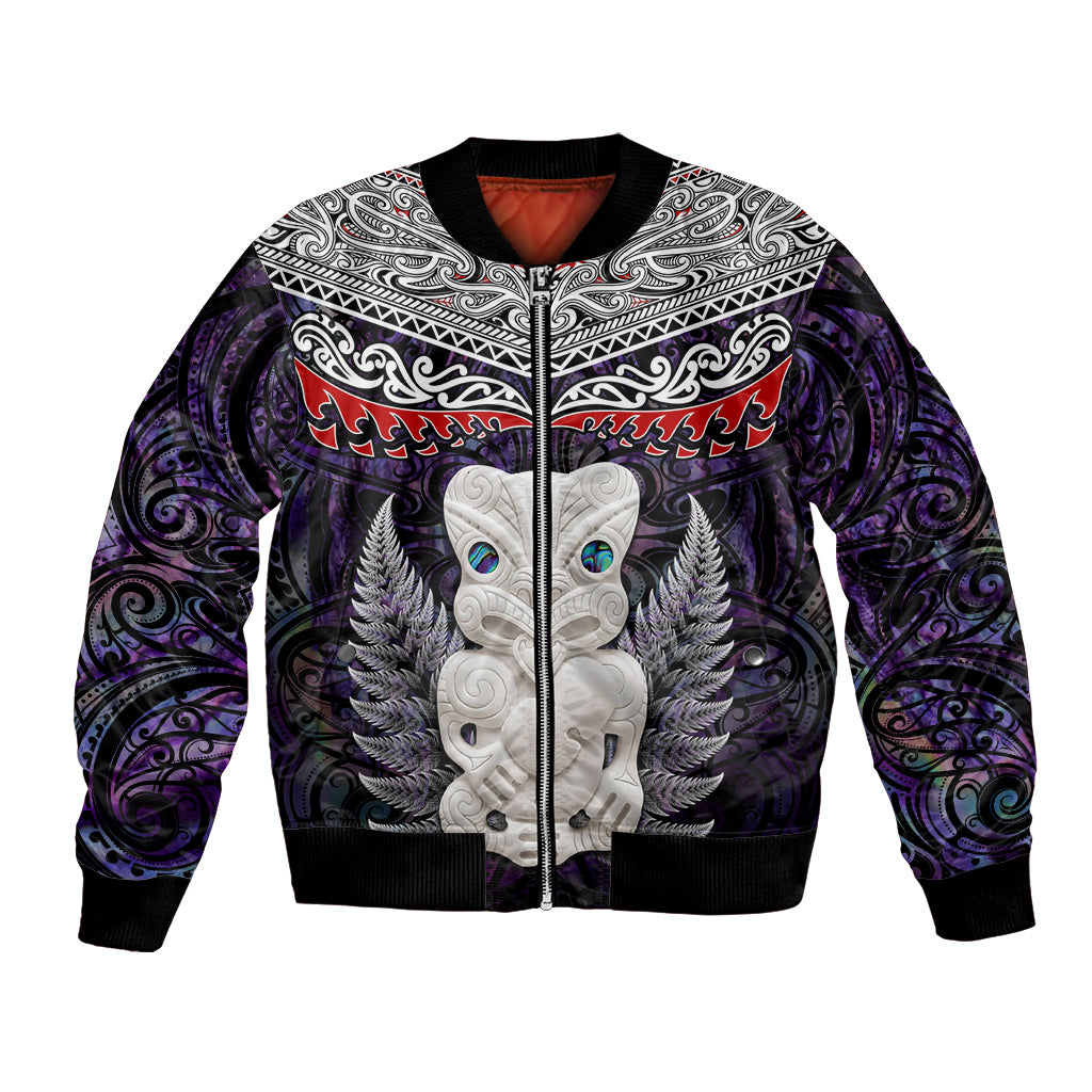 New Zealand Hei Tiki Bomber Jacket Maori Purple Papua Shell Pattern LT03 Unisex Purple - Polynesian Pride