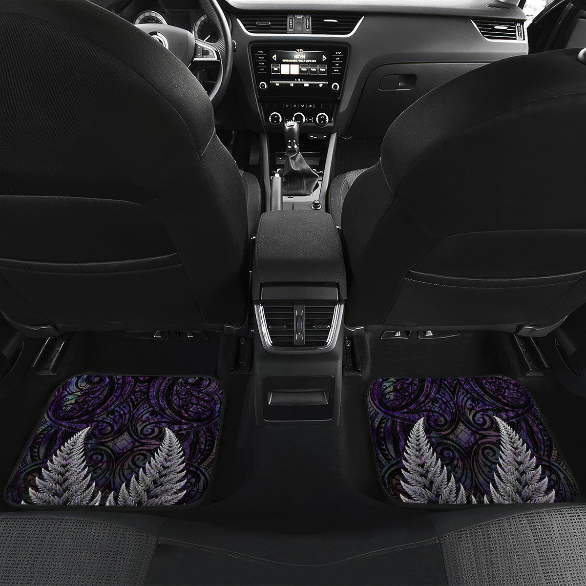 New Zealand Hei Tiki Car Mats Maori Purple Papua Shell Pattern LT03 Set 2pcs - Back Purple - Polynesian Pride