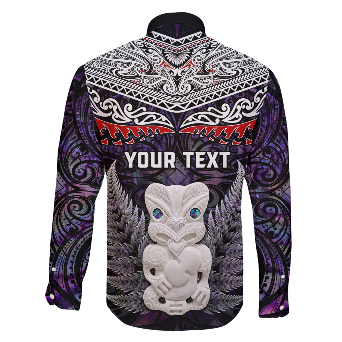 New Zealand Hei Tiki Family Matching Long Sleeve Bodycon Dress and Hawaiian Shirt Maori Purple Papua Shell Pattern LT03 - Polynesian Pride