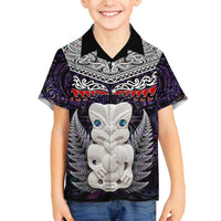 New Zealand Hei Tiki Family Matching Long Sleeve Bodycon Dress and Hawaiian Shirt Maori Purple Papua Shell Pattern LT03 Son's Shirt Purple - Polynesian Pride