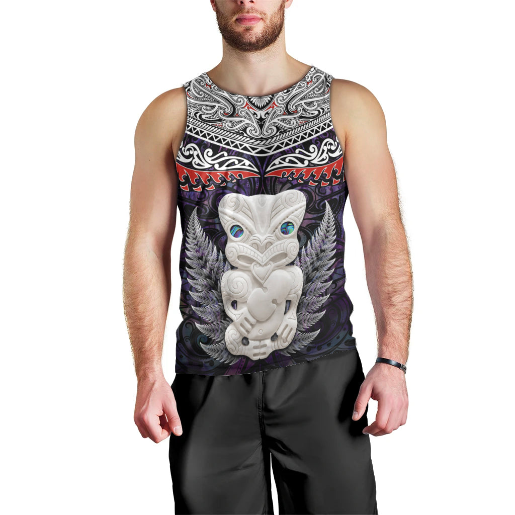 New Zealand Hei Tiki Men Tank Top Maori Purple Papua Shell Pattern LT03 - Polynesian Pride