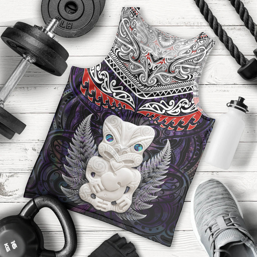 New Zealand Hei Tiki Men Tank Top Maori Purple Papua Shell Pattern LT03 - Polynesian Pride