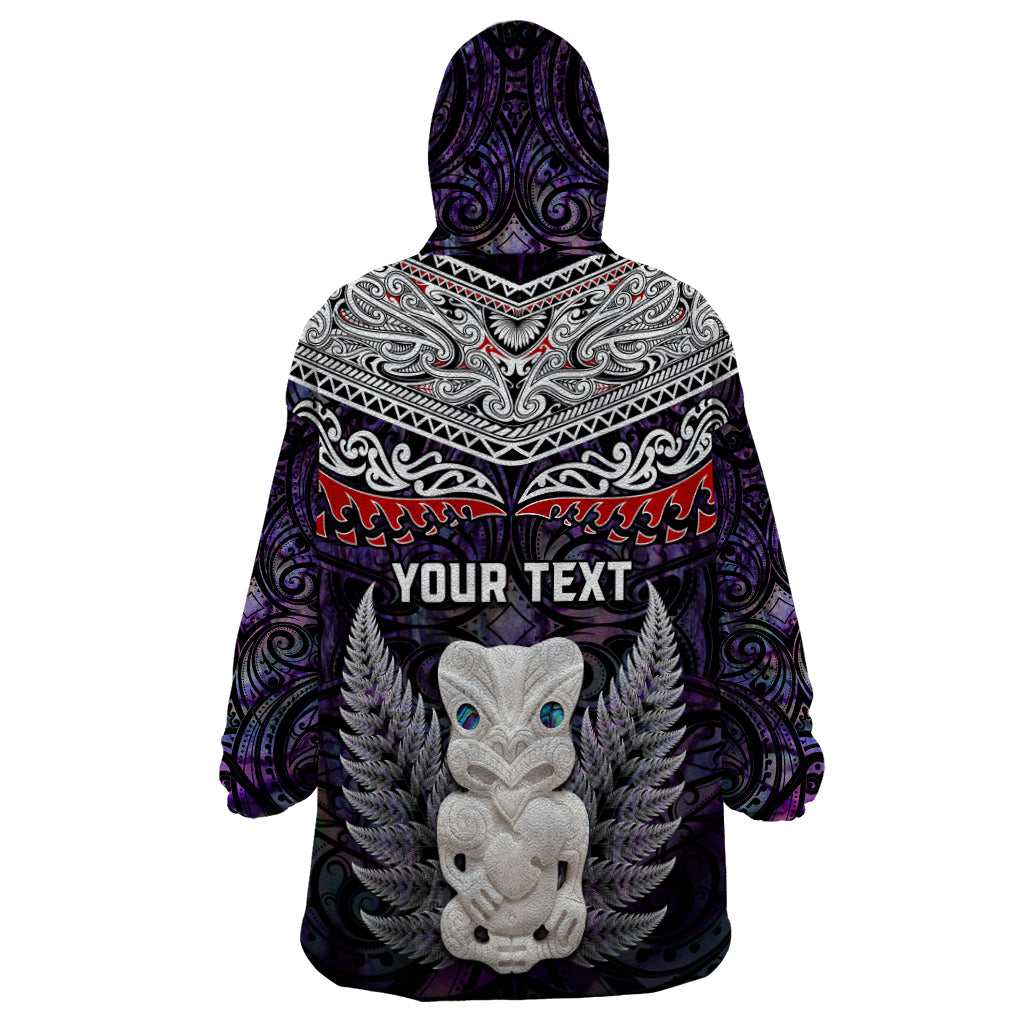 New Zealand Hei Tiki Wearable Blanket Hoodie Maori Purple Papua Shell Pattern LT03 - Polynesian Pride