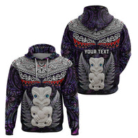 New Zealand Hei Tiki Zip Hoodie Maori Purple Papua Shell Pattern LT03 - Polynesian Pride