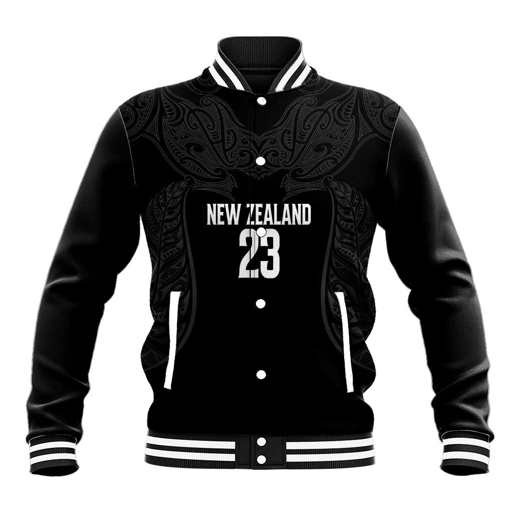 New Zealand Basketball Ta Moko Tribal Custom Baseball Jacket LT03 Unisex Black - Polynesian Pride