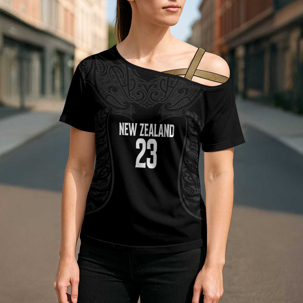New Zealand Basketball Ta Moko Tribal Custom Cross Shoulder Shirt LT03 - Polynesian Pride
