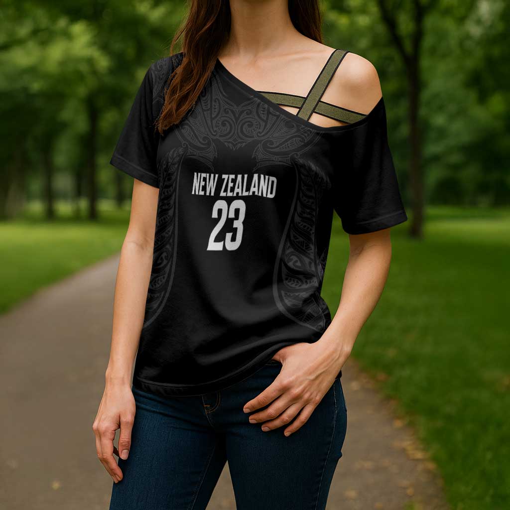 New Zealand Basketball Ta Moko Tribal Custom Cross Shoulder Shirt LT03 - Polynesian Pride