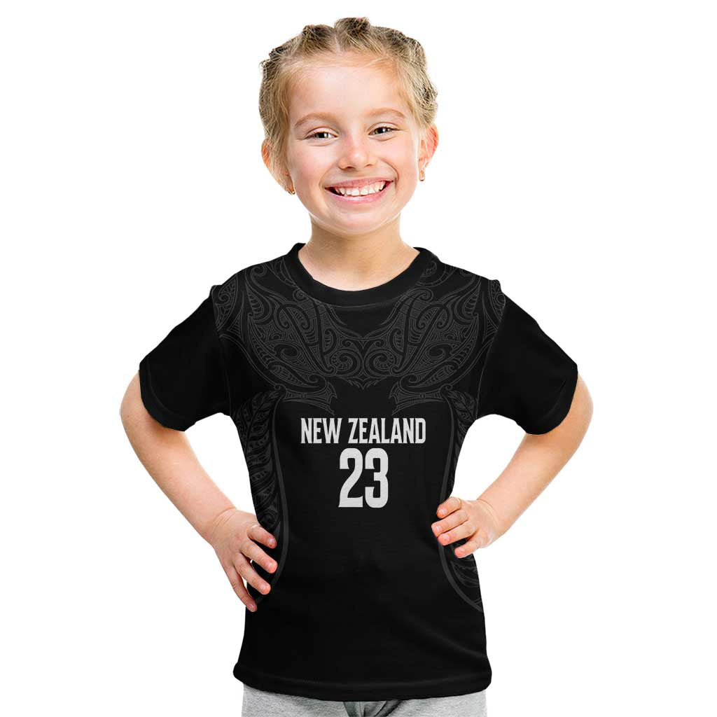 New Zealand Basketball Ta Moko Tribal Custom Kid T Shirt LT03 Black - Polynesian Pride