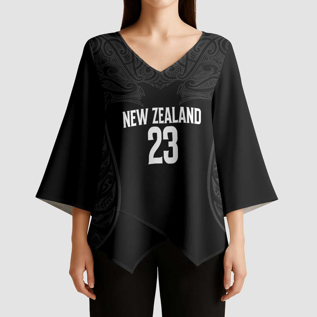 New Zealand Basketball Ta Moko Tribal Custom Kimono Sleeve Blouse LT03 - Polynesian Pride