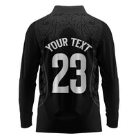 New Zealand Basketball Ta Moko Tribal Custom Long Sleeve Polo Shirt