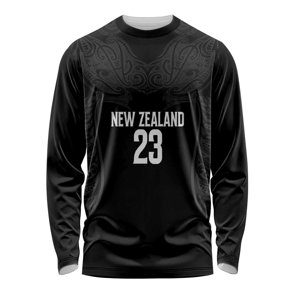 New Zealand Basketball Ta Moko Tribal Custom Long Sleeve Shirt LT03 Unisex Black - Polynesian Pride
