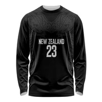 New Zealand Basketball Ta Moko Tribal Custom Long Sleeve Shirt LT03 Unisex Black - Polynesian Pride
