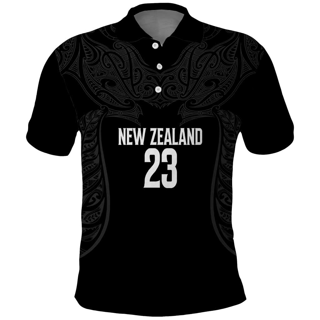 New Zealand Basketball Ta Moko Tribal Custom Polo Shirt LT03 Black - Polynesian Pride