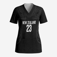 New Zealand Basketball Ta Moko Tribal Custom Scrub Top LT03 Adult Black - Polynesian Pride