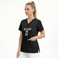 New Zealand Basketball Ta Moko Tribal Custom Scrub Top LT03 - Polynesian Pride