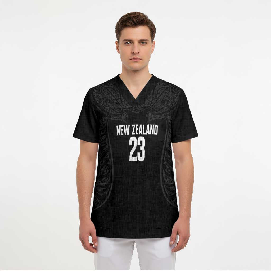 New Zealand Basketball Ta Moko Tribal Custom Scrub Top LT03 - Polynesian Pride