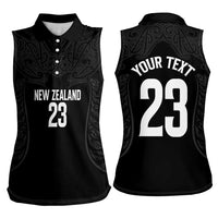 New Zealand Basketball Ta Moko Tribal Custom Women Sleeveless Polo Shirt