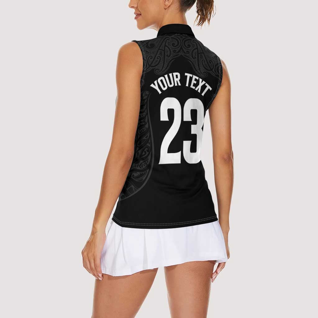 New Zealand Basketball Ta Moko Tribal Custom Women Sleeveless Polo Shirt