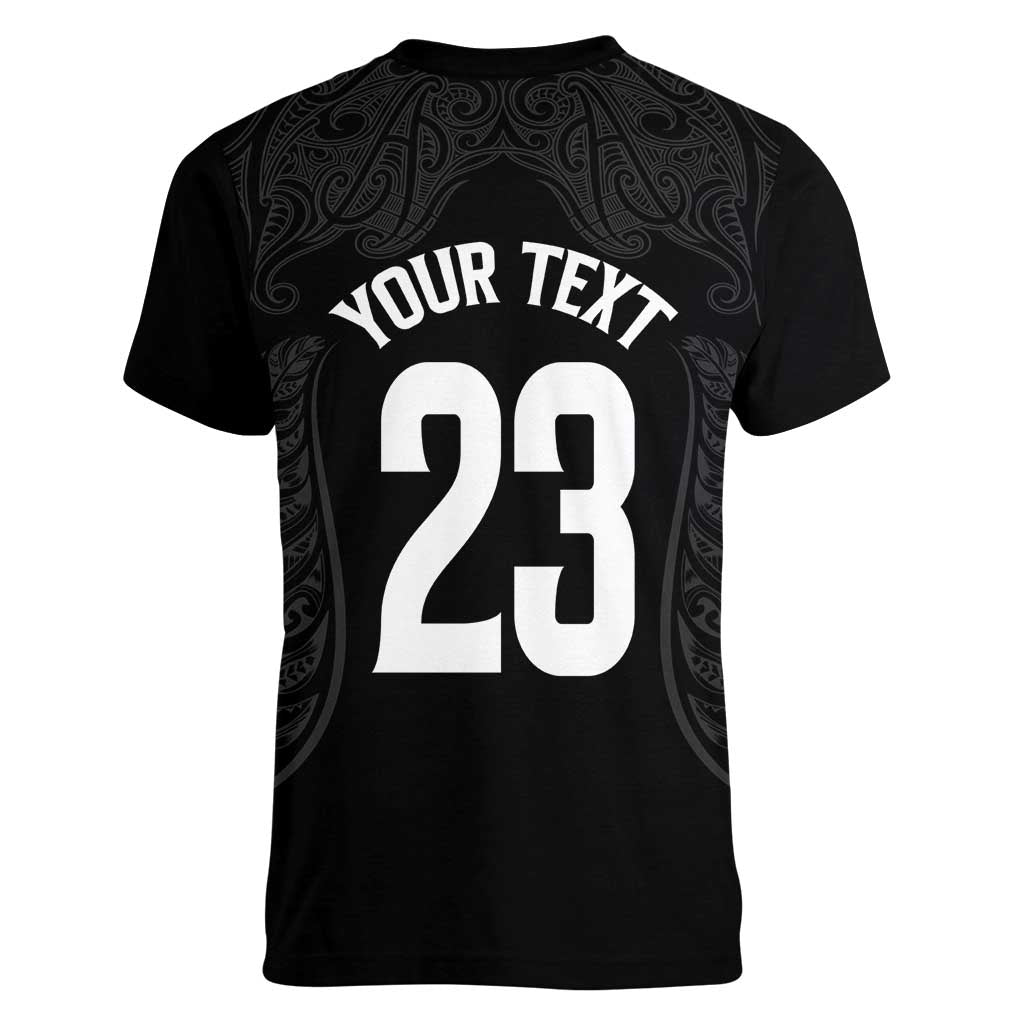 New Zealand Basketball Ta Moko Tribal Custom Women V-Neck T-Shirt