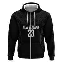 New Zealand Basketball Ta Moko Tribal Custom Zip Hoodie