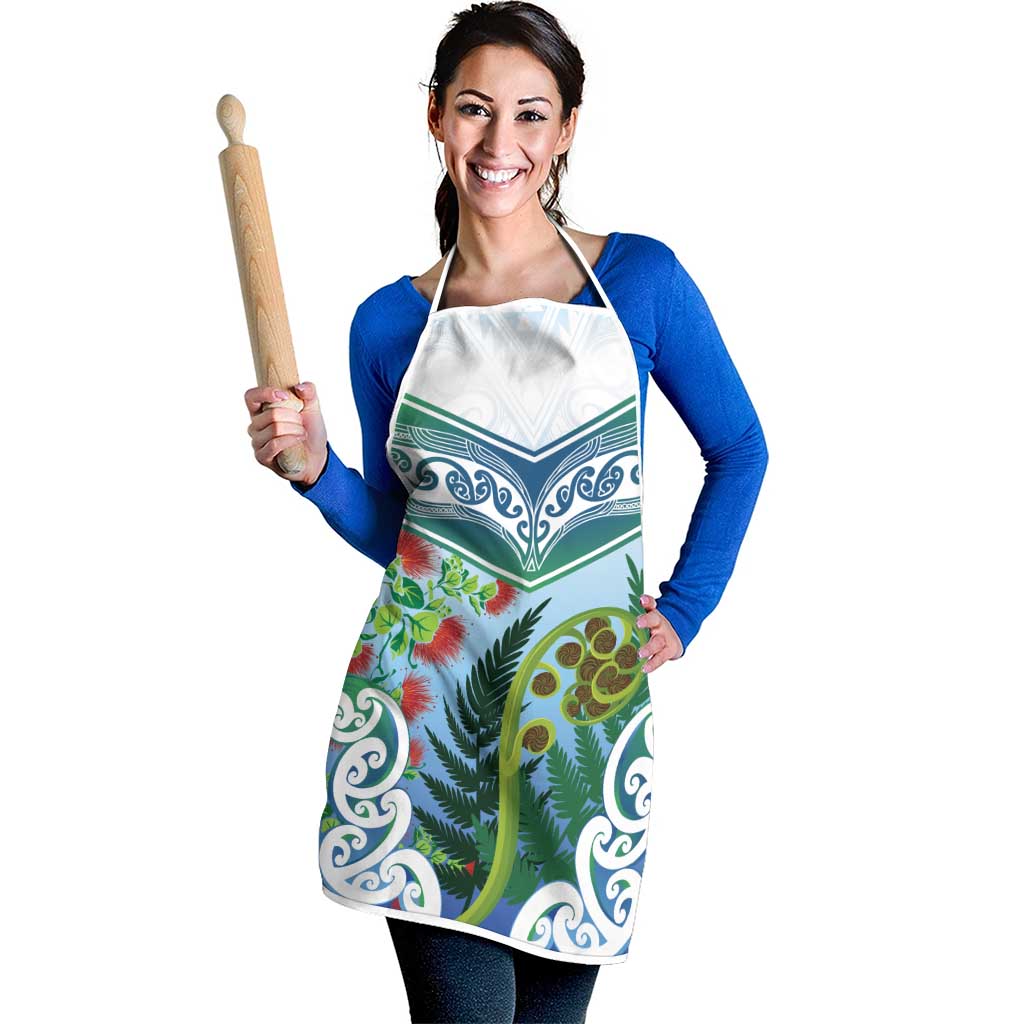 Aotearoa New Zealand Natural Plants Apron Pohutukawa with Silver Ferns Koru Frond Maori Tattoos