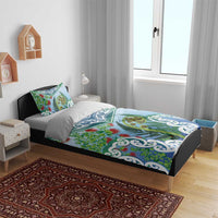 Aotearoa New Zealand Natural Plants Bedding Set Pohutukawa with Silver Ferns Koru Frond Maori Tattoos