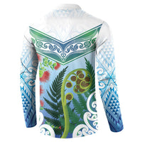 Aotearoa New Zealand Natural Plants Button Sweatshirt Pohutukawa with Silver Ferns Koru Frond Maori Tattoos LT03 - Polynesian Pride