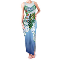 Aotearoa New Zealand Natural Plants Family Matching Tank Maxi Dress and Hawaiian Shirt Pohutukawa with Silver Ferns Koru Frond Maori Tattoos