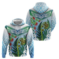 Aotearoa New Zealand Natural Plants Hoodie Pohutukawa with Silver Ferns Koru Frond Maori Tattoos LT03 - Polynesian Pride