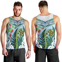 Aotearoa New Zealand Natural Plants Men Tank Top Pohutukawa with Silver Ferns Koru Frond Maori Tattoos