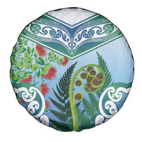 Aotearoa New Zealand Natural Plants Spare Tire Cover Pohutukawa with Silver Ferns Koru Frond Maori Tattoos