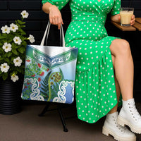 Aotearoa New Zealand Natural Plants Tote Bag Pohutukawa with Silver Ferns Koru Frond Maori Tattoos
