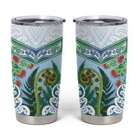 Aotearoa New Zealand Natural Plants Tumbler Cup Pohutukawa with Silver Ferns Koru Frond Maori Tattoos
