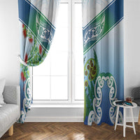Aotearoa New Zealand Natural Plants Window Curtain Pohutukawa with Silver Ferns Koru Frond Maori Tattoos